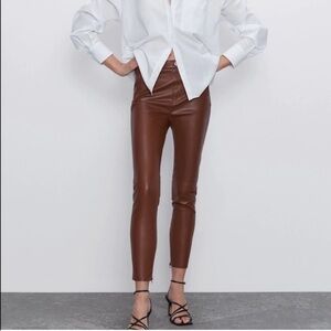 Zara Faux Leather High Rise Leggings